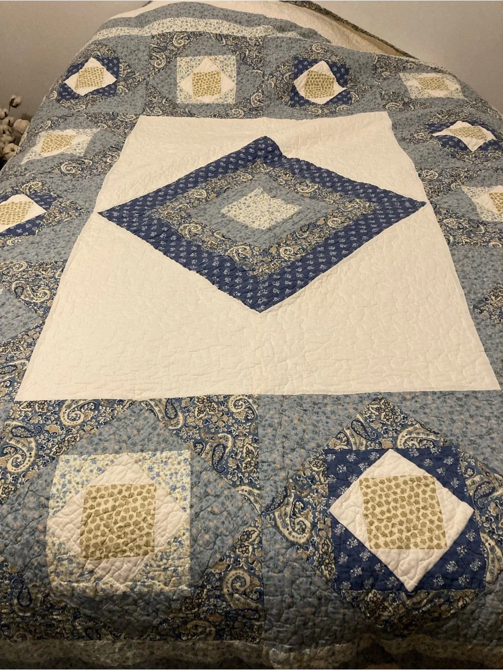 Blue & White Patchwork Quilt